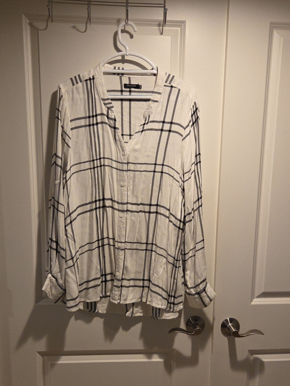 Lightweight White Plaid Button-Up Shirt